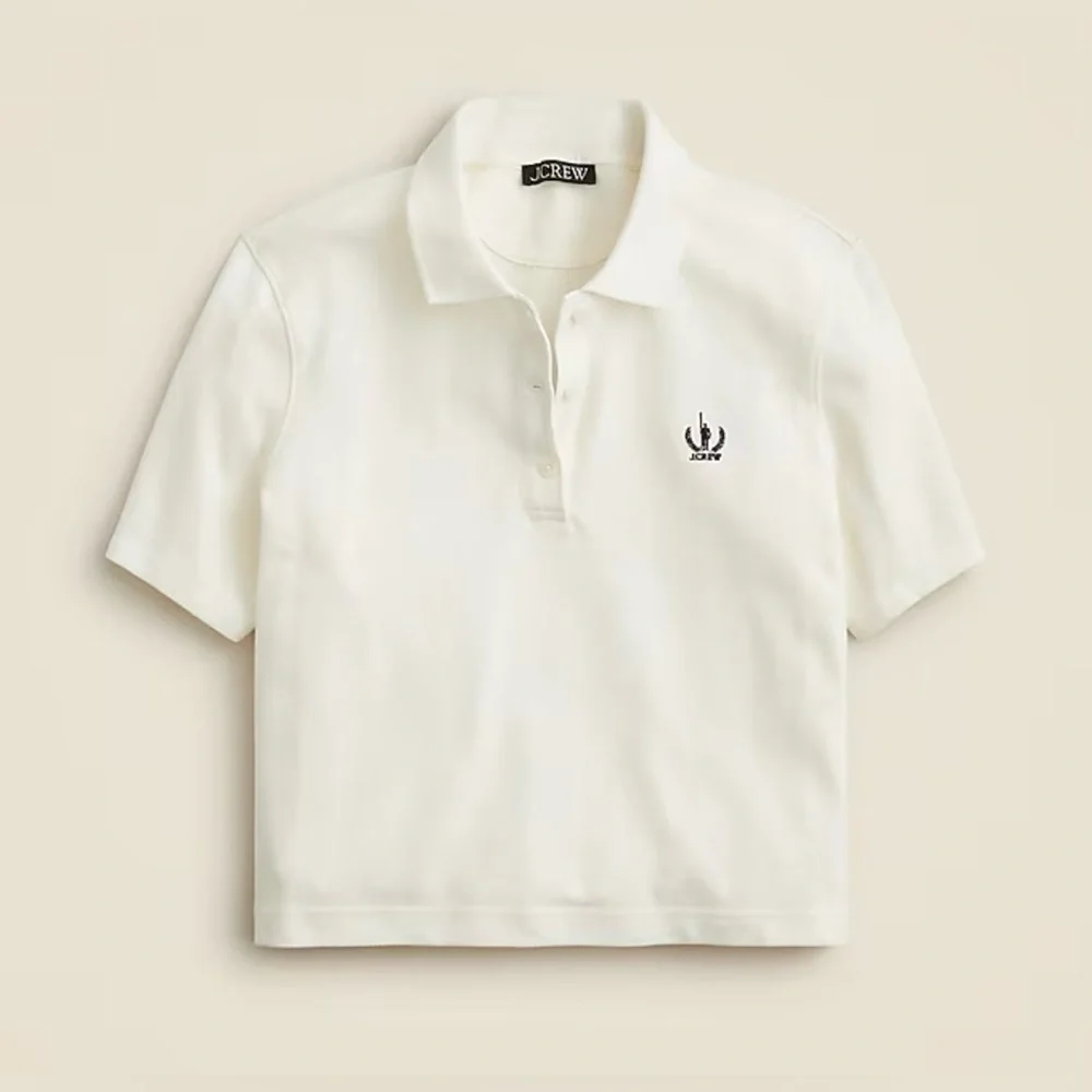 J.Crew Piqué cropped polo shirt in ivory - Picture 3 of 6
